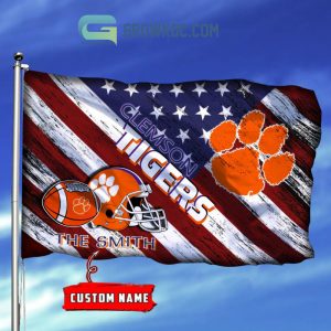 NCAA Clemson Tigers Custom Name USA House Garden Flag