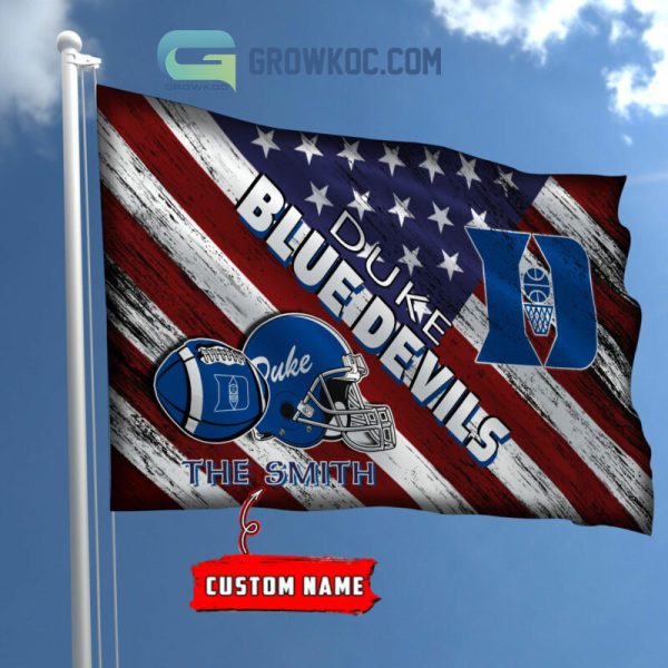 NCAA Duke Blue Devils Custom Name USA House Garden Flag