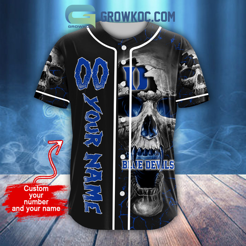 NCAA Duke Blue Devils Personalized Skull Design Baseball Jersey