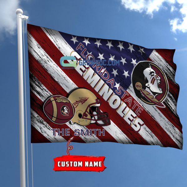 NCAA Florida State Seminoles Custom Name USA House Garden Flag