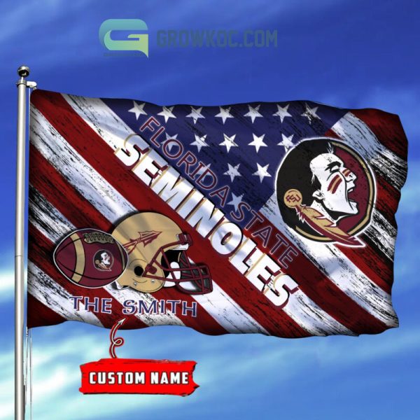 NCAA Florida State Seminoles Custom Name USA House Garden Flag