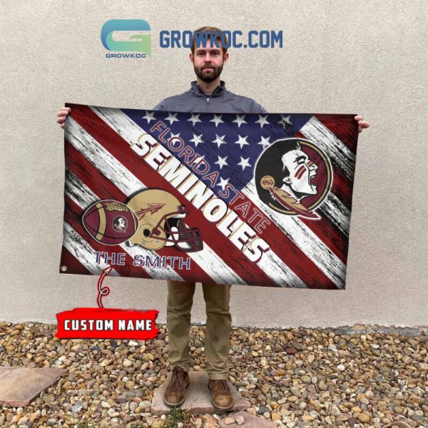 NCAA Florida State Seminoles Custom Name USA House Garden Flag