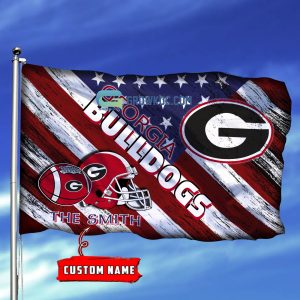 NCAA Georgia Bulldogs Custom Name USA House Garden Flag