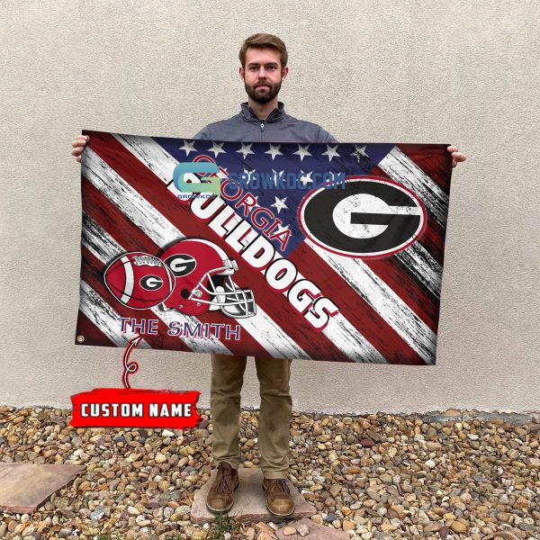 NCAA Georgia Bulldogs Custom Name USA House Garden Flag