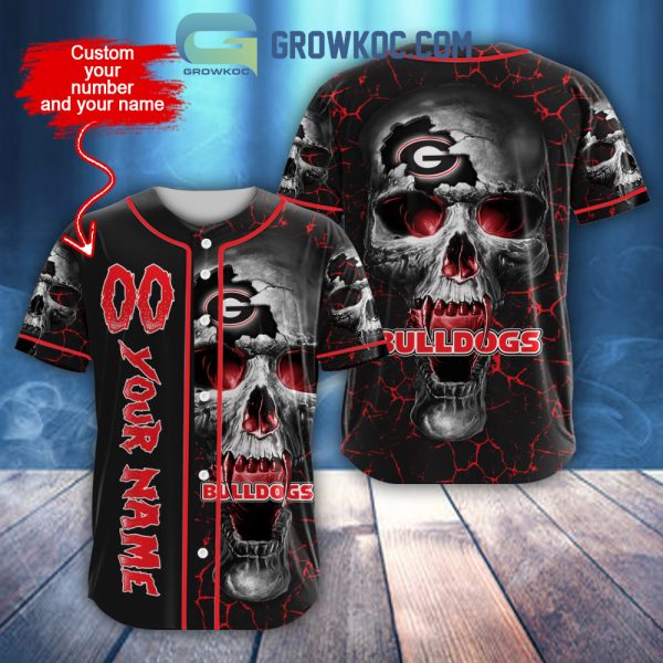 NCAA Georgia Bulldogs Personalized Skull Design Baseball Jersey