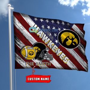 NCAA Iowa Hawkeyes Custom Name USA House Garden Flag