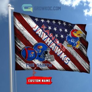NCAA Kansas Jayhawks Custom Name USA House Garden Flag