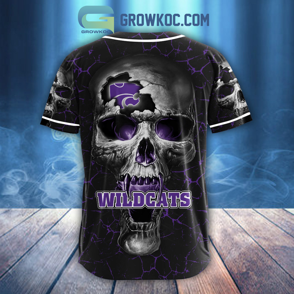 NCAA Kansas State Wildcats Personalized Skull Design Baseball Jersey