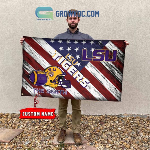 NCAA LSU Tigers Custom Name USA House Garden Flag