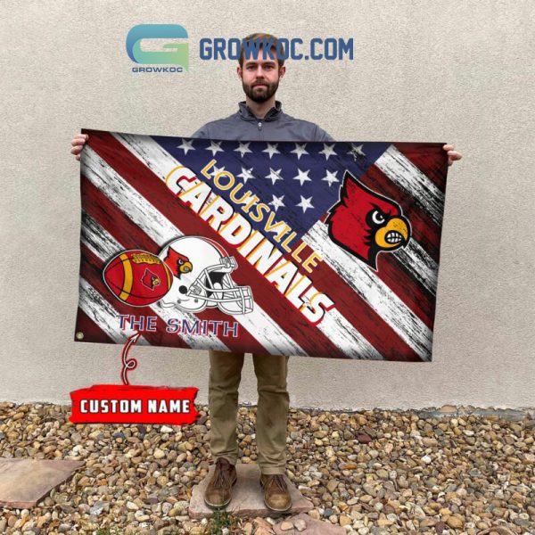 NCAA Louisville Cardinals Custom Name USA House Garden Flag