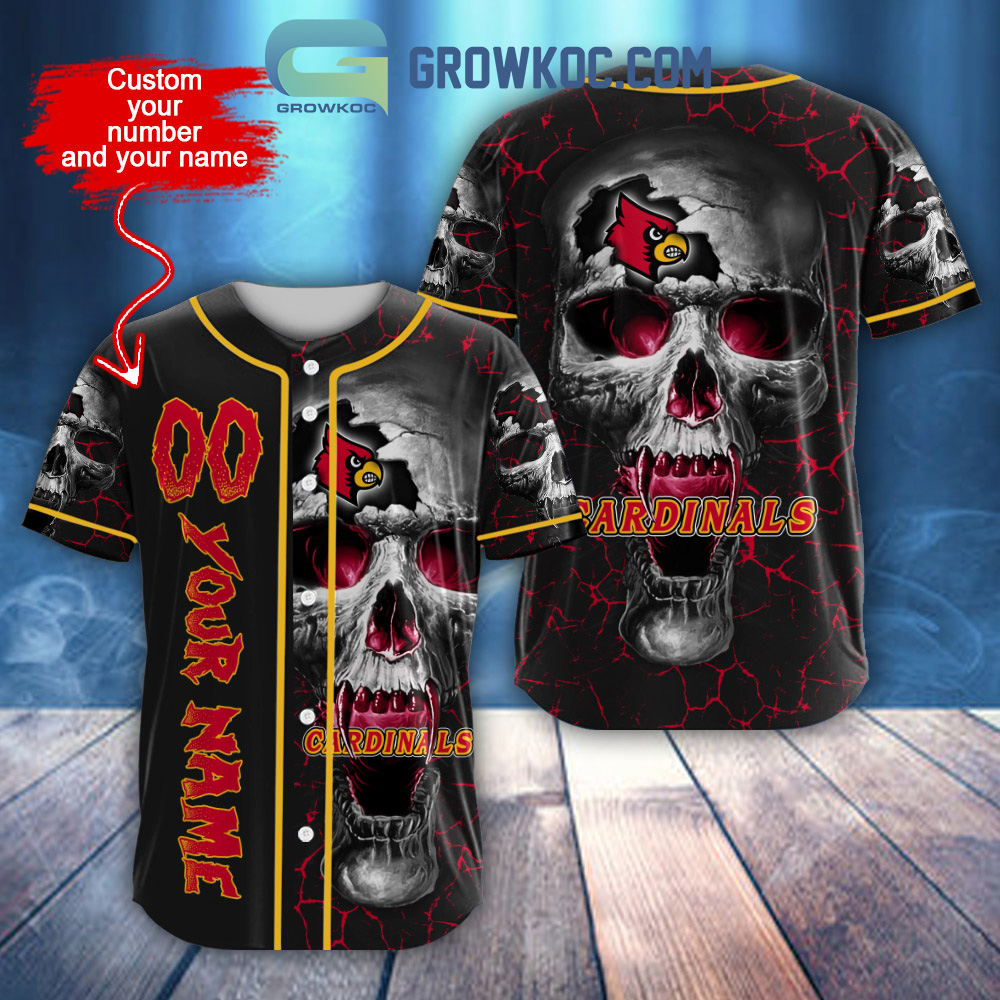 NCAA Louisville Cardinals Personalized Skull Design Baseball Jersey -  Growkoc