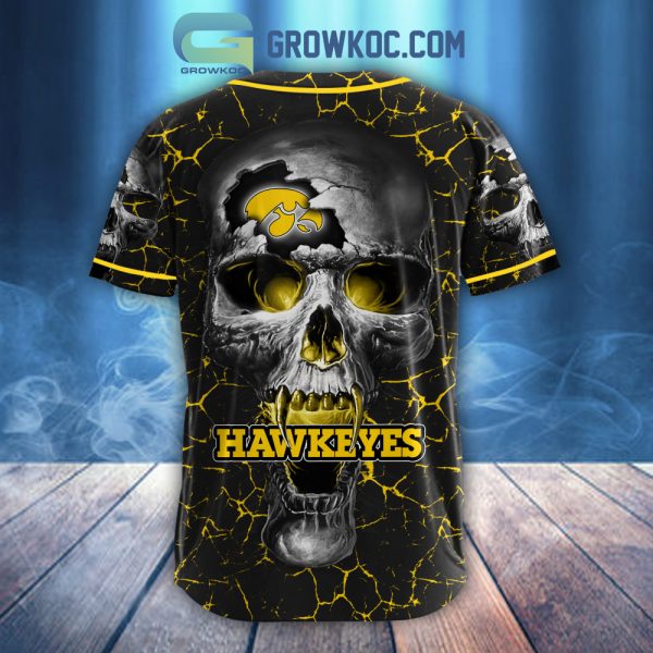 NCAA Lowa Hawkeyes Personalized Skull Design Baseball Jersey