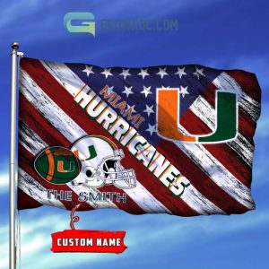 NCAA Miami Hurricanes Custom Name USA House Garden Flag