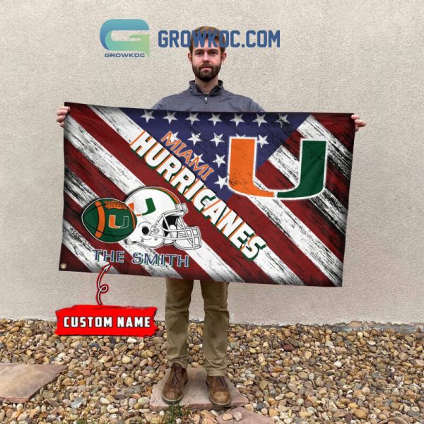 NCAA Miami Hurricanes Custom Name USA House Garden Flag