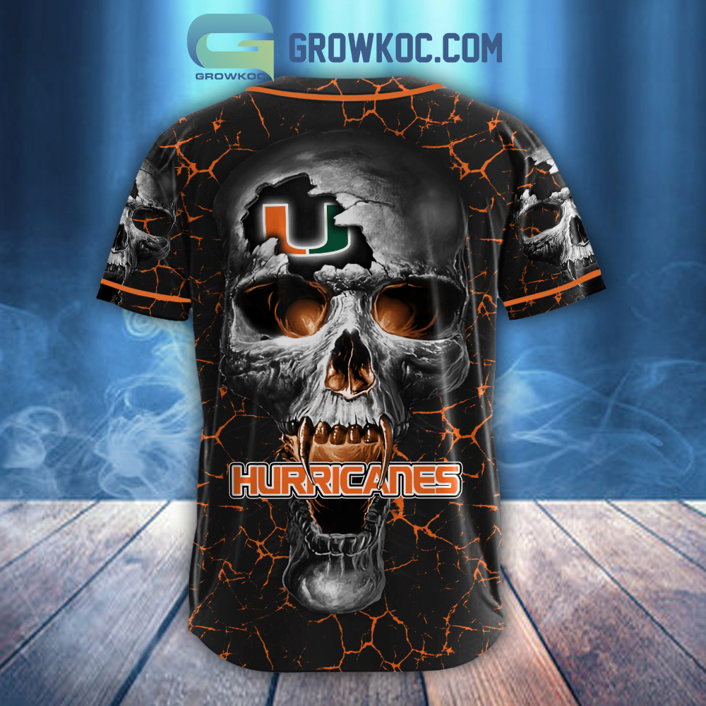 NCAA Miami Hurricanes Personalized Skull Design Baseball Jersey