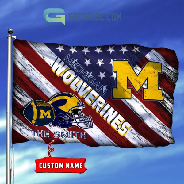 NCAA Michigan Wolverines Custom Name USA House Garden Flag