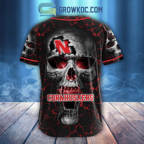 NCAA Nebraska Cornhuskers Personalized Skull Design Baseball Jersey