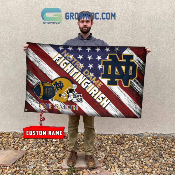 NCAA Notre Dame Fighting Irish Custom Name USA House Garden Flag