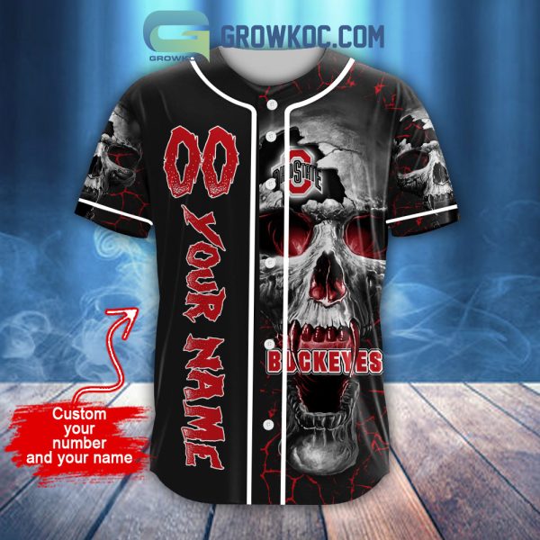 NCAA Ohio State Buckeyes Personalized Skull Design Baseball Jersey