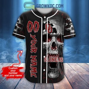 NCAA Oklahoma Sooners Personalized Skull Design Baseball Jersey