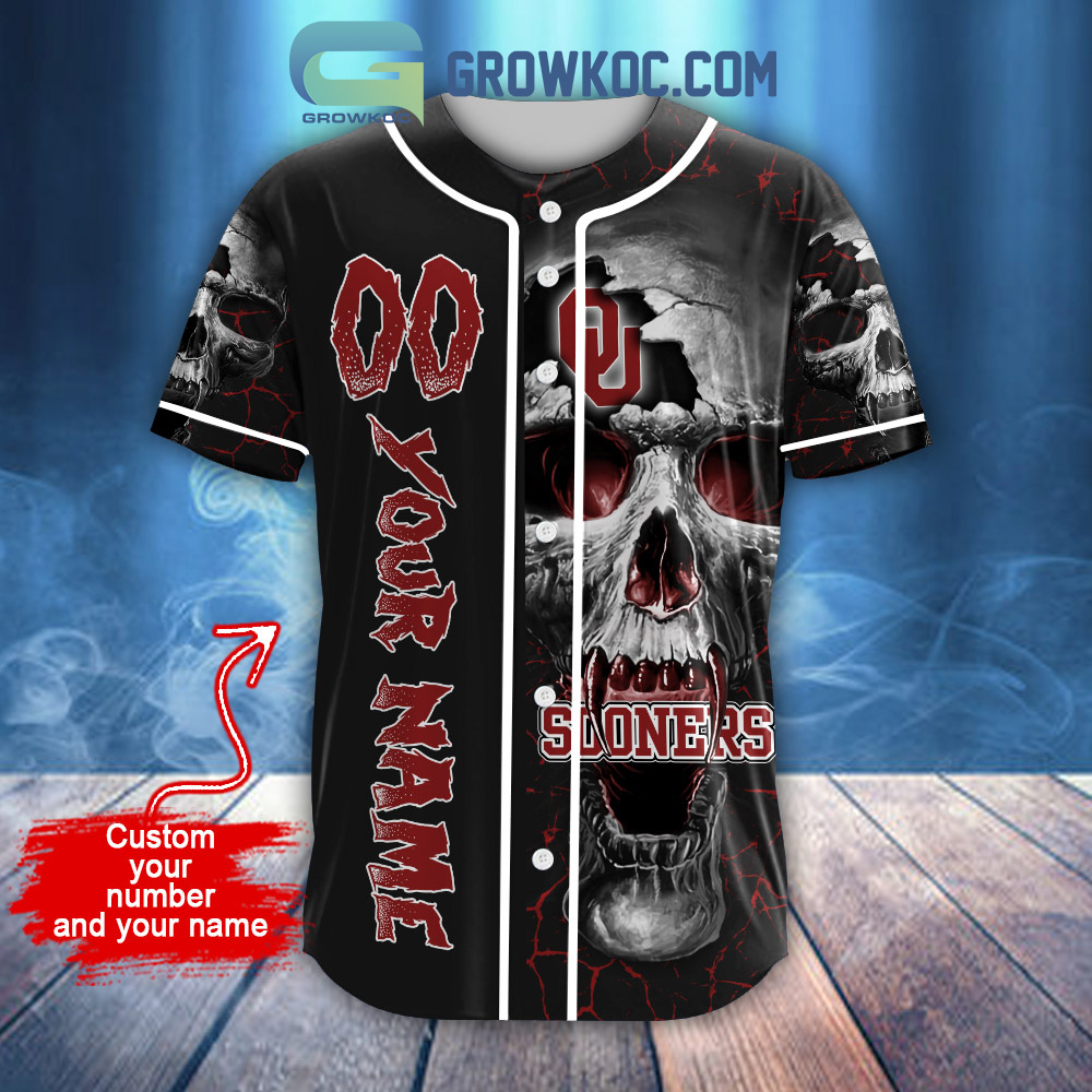 NCAA Oklahoma Sooners Personalized Skull Design Baseball Jersey