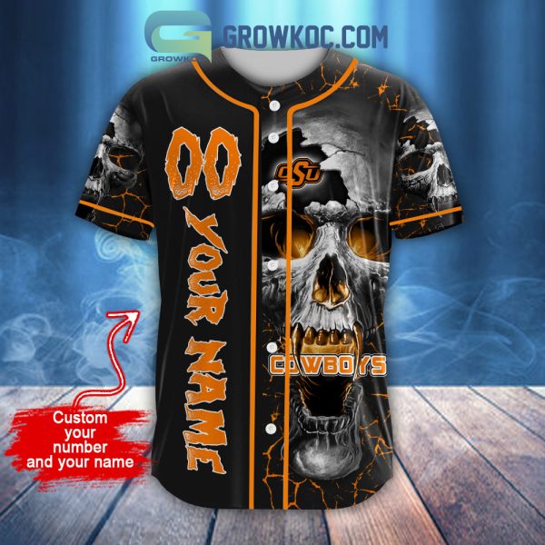 NCAA Oklahoma State Cowboys Personalized Skull Design Baseball Jersey