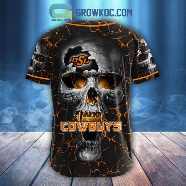 NCAA Oklahoma State Cowboys Personalized Skull Design Baseball Jersey