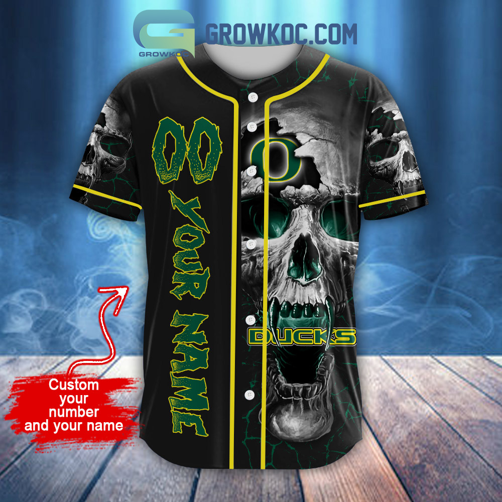 NCAA Oregon Ducks Personalized Skull Design Baseball Jersey