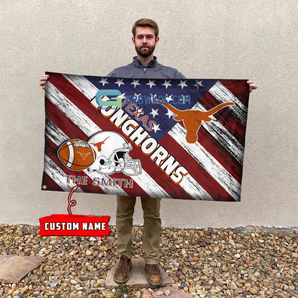 NCAA Texas Longhorns Custom Name USA House Garden Flag