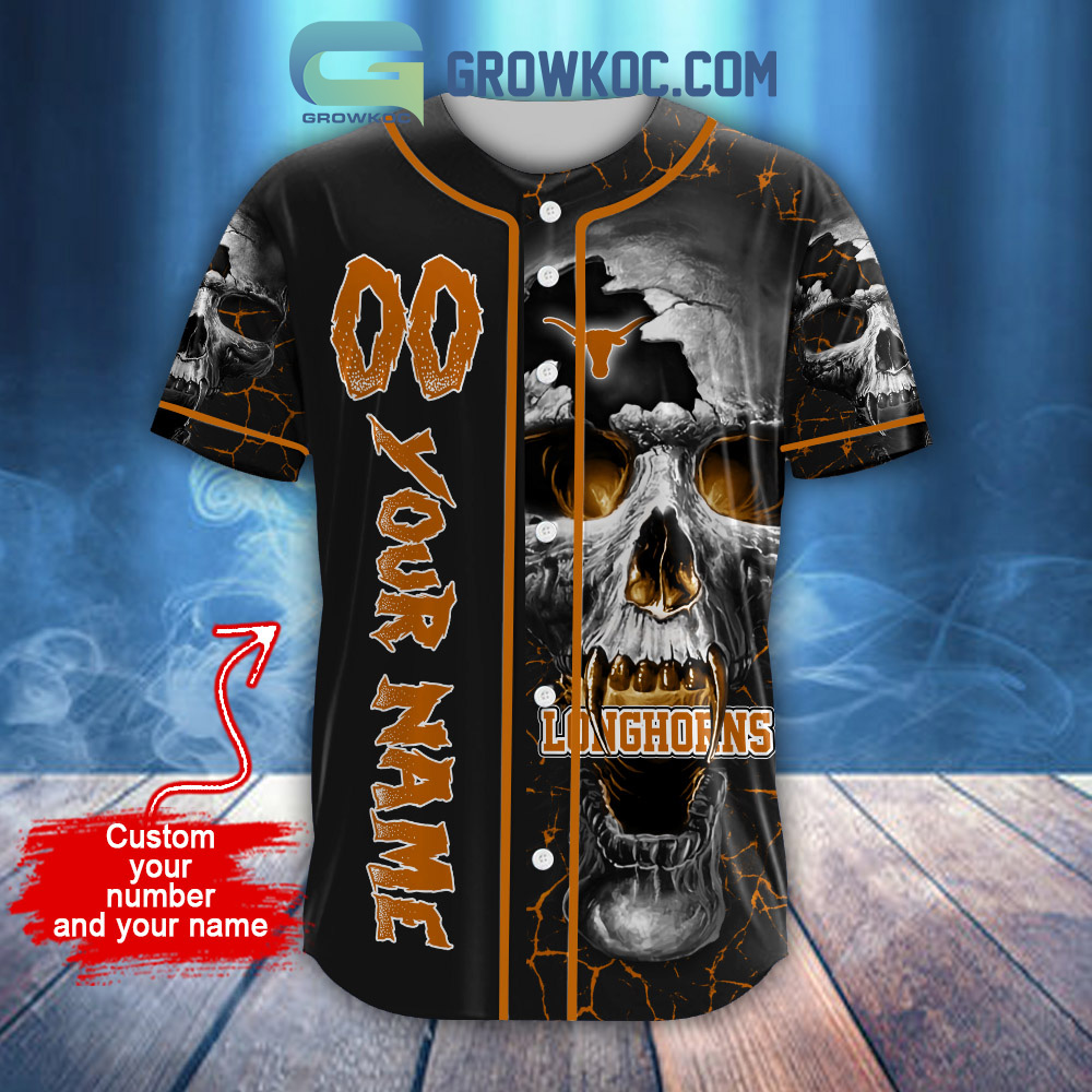 NCAA Texas Longhorns Personalized Skull Design Baseball Jersey