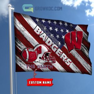 NCAA Wisconsin Badgers Custom Name USA House Garden Flag