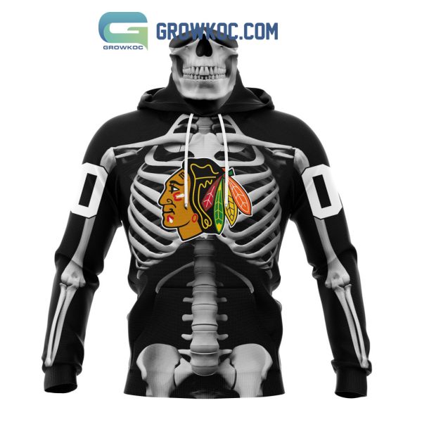 NHL Chicago Blackhawks Special Skeleton Costume For Halloween Hoodie T Shirt