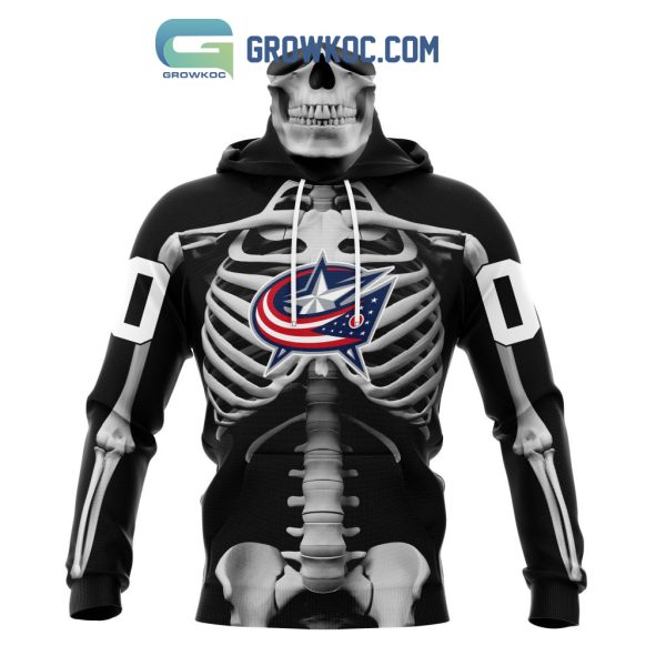 NHL Columbus Blue Jackets Special Skeleton Costume For Halloween Hoodie T Shirt