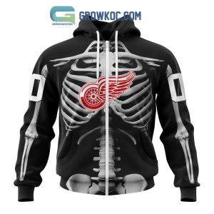 NHL Detroit Red Wings Special Skeleton Costume For Halloween Hoodie T Shirt