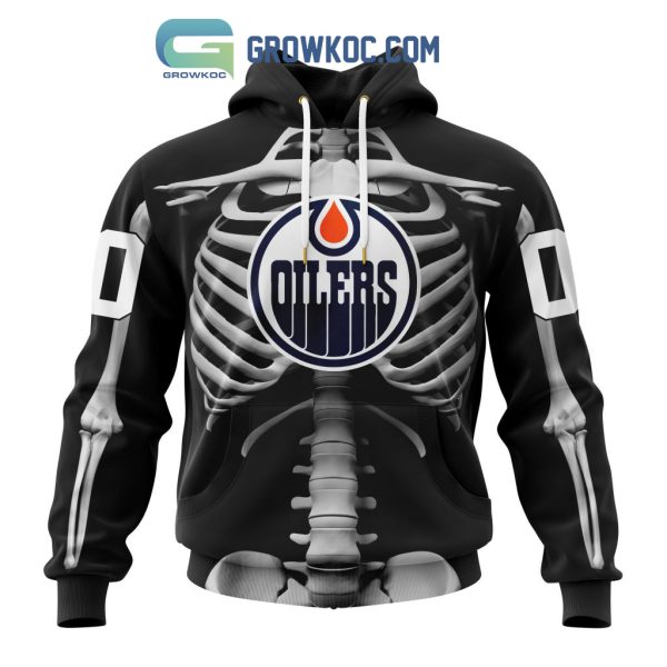 NHL Edmonton Oilers Special Skeleton Costume For Halloween Hoodie T Shirt
