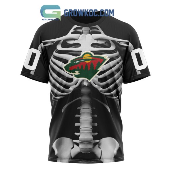 NHL Minnesota Wild Special Skeleton Costume For Halloween Hoodie T Shirt
