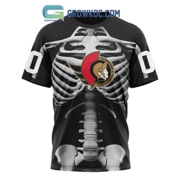 NHL Ottawa Senators Special Skeleton Costume For Halloween Hoodie T Shirt