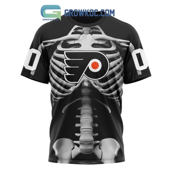 NHL Philadelphia Flyers Special Skeleton Costume For Halloween Hoodie T Shirt