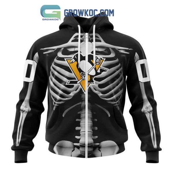 NHL Pittsburgh Penguins Special Skeleton Costume For Halloween Hoodie T Shirt
