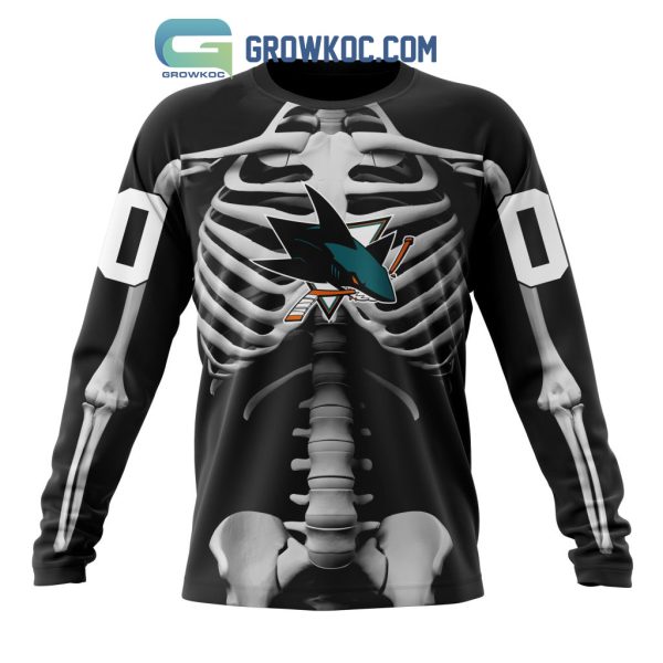NHL San Jose Sharks Special Skeleton Costume For Halloween Hoodie T Shirt