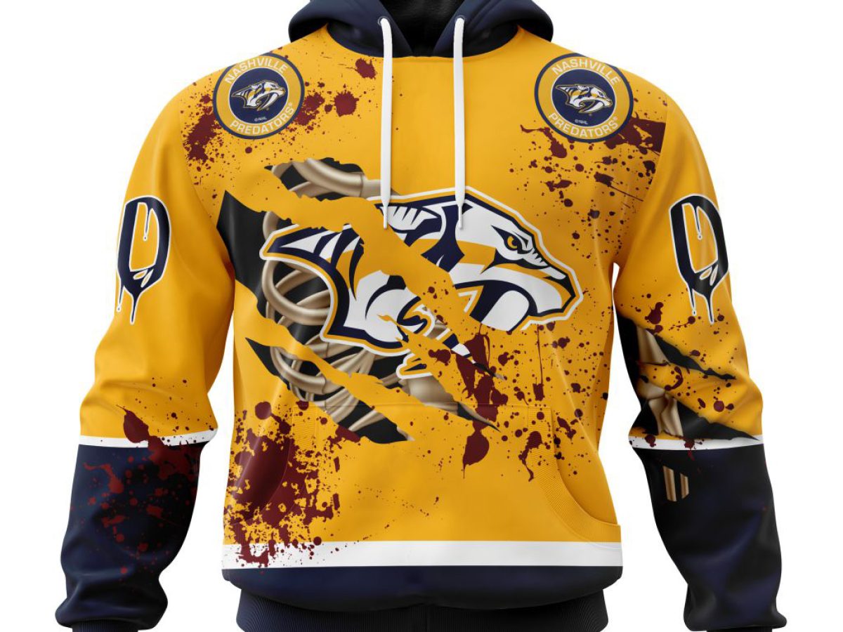 NHL Nashville Predators Custom Name Number Jersey Halloween Pullover Hoodie
