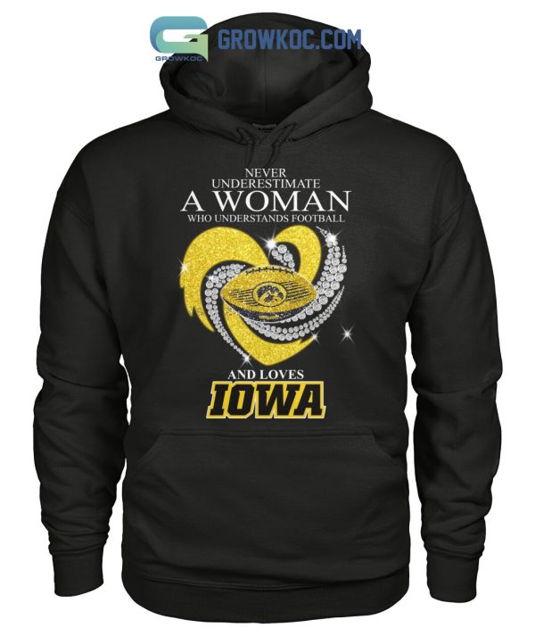 Never Underestimate A Woman Who Understands Football And Loves Iowa T Shirt