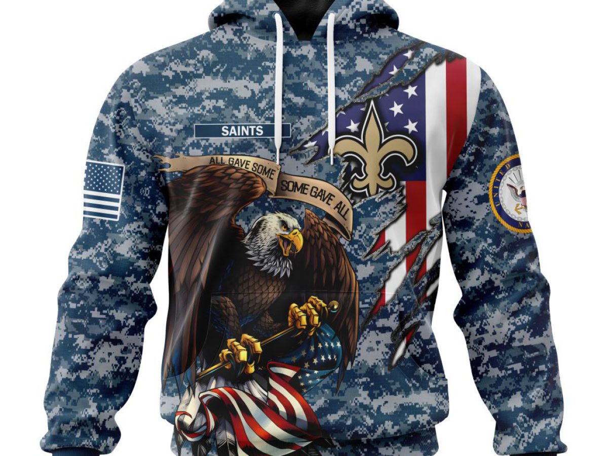 New orleans saints camo camouflage style veterans hoodie