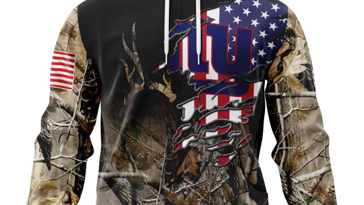 NFL New York Giants Crewneck Sweatshirt USA Flag Camo Realtree Hunting Show  Your Team Spirit