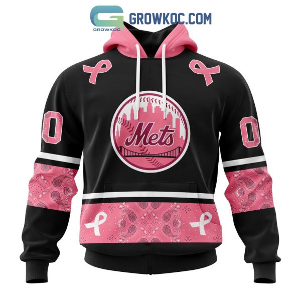 New York Mets MLB In Classic Style With Paisley In October We Wear Pink Breast Cancer Hoodie T Shirt