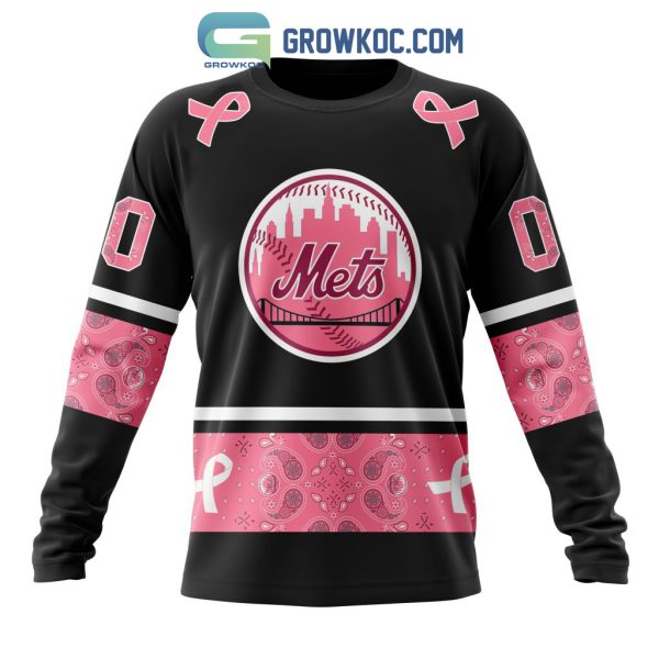 New York Mets MLB In Classic Style With Paisley In October We Wear Pink Breast Cancer Hoodie T Shirt