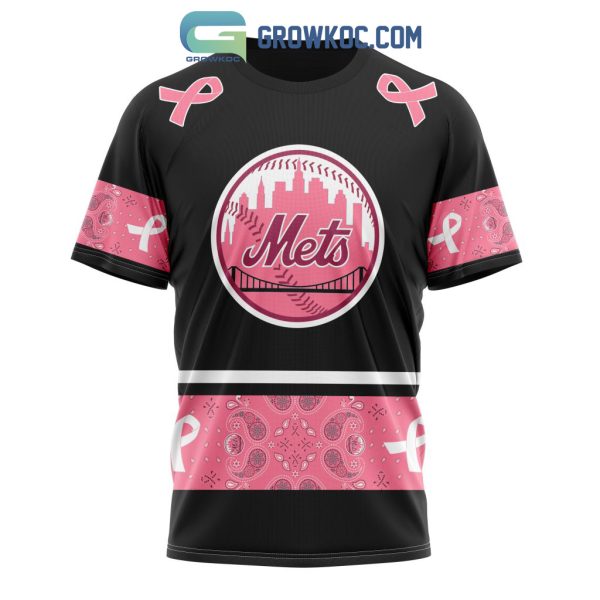 New York Mets MLB In Classic Style With Paisley In October We Wear Pink Breast Cancer Hoodie T Shirt