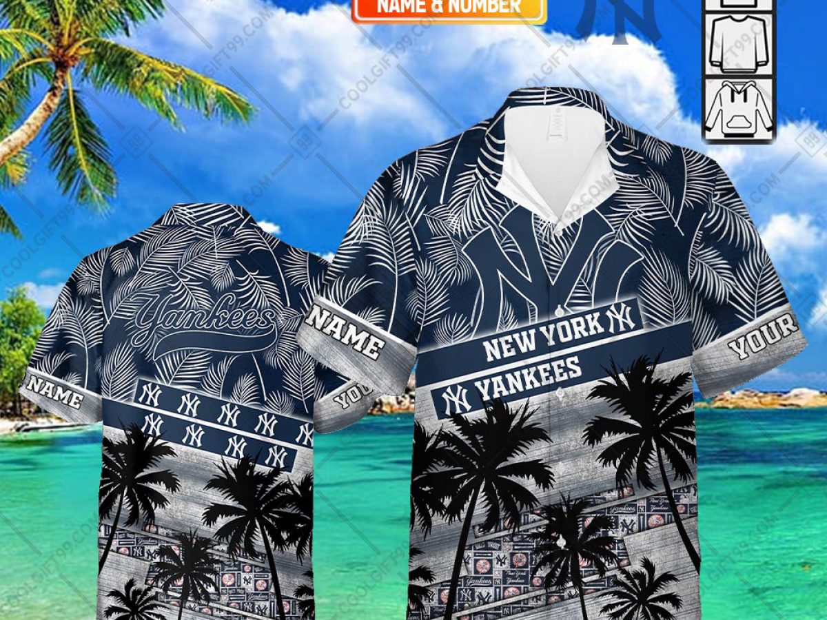Personalized Palm Tree Sunset Baseball NY Yankees Hawaiian Shirt
