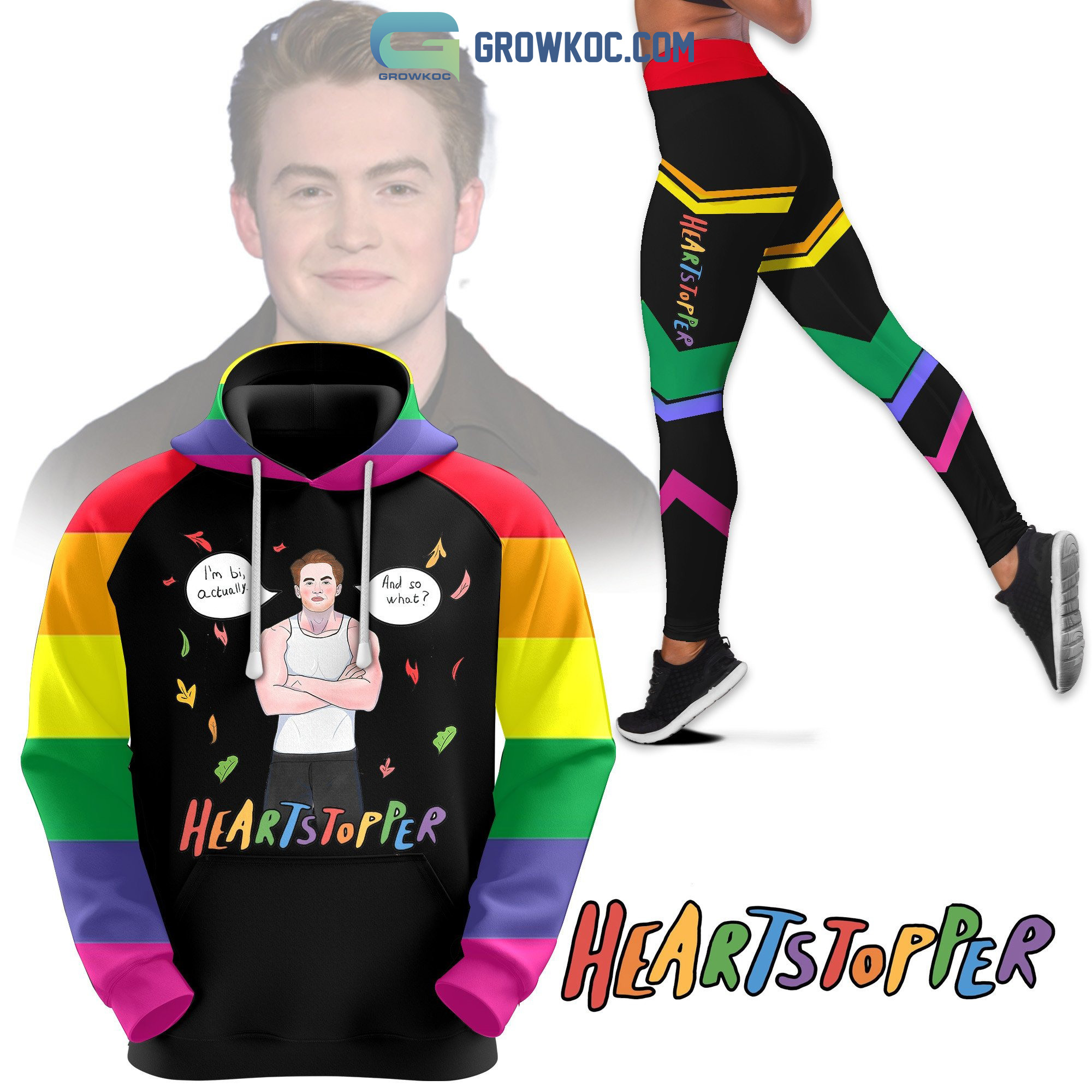 Nick Nelson Heartstopper I'm Bi Actually And So What Hoodie Leggings Set