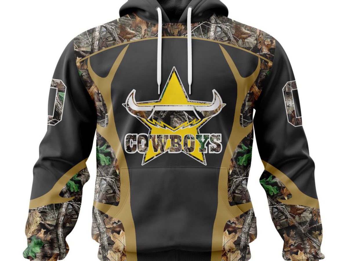 Personalized NRL North Queensland Cowboys Special Camo Military Flag Hoodie  - Torunstyle